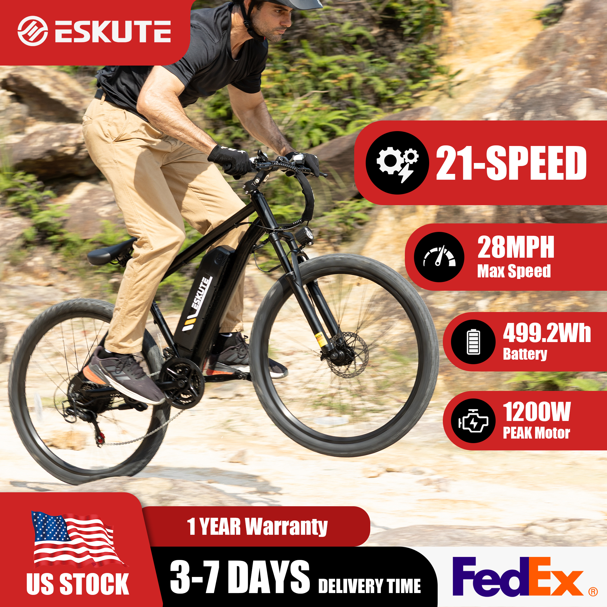 ESKUTE M200 Electric Bicycle   - Mountain Biking Gear ulasan dan harga